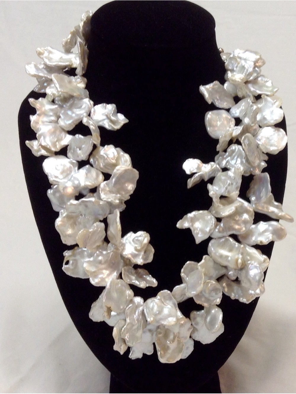 Organic White Baroque Pearl Statement Necklace